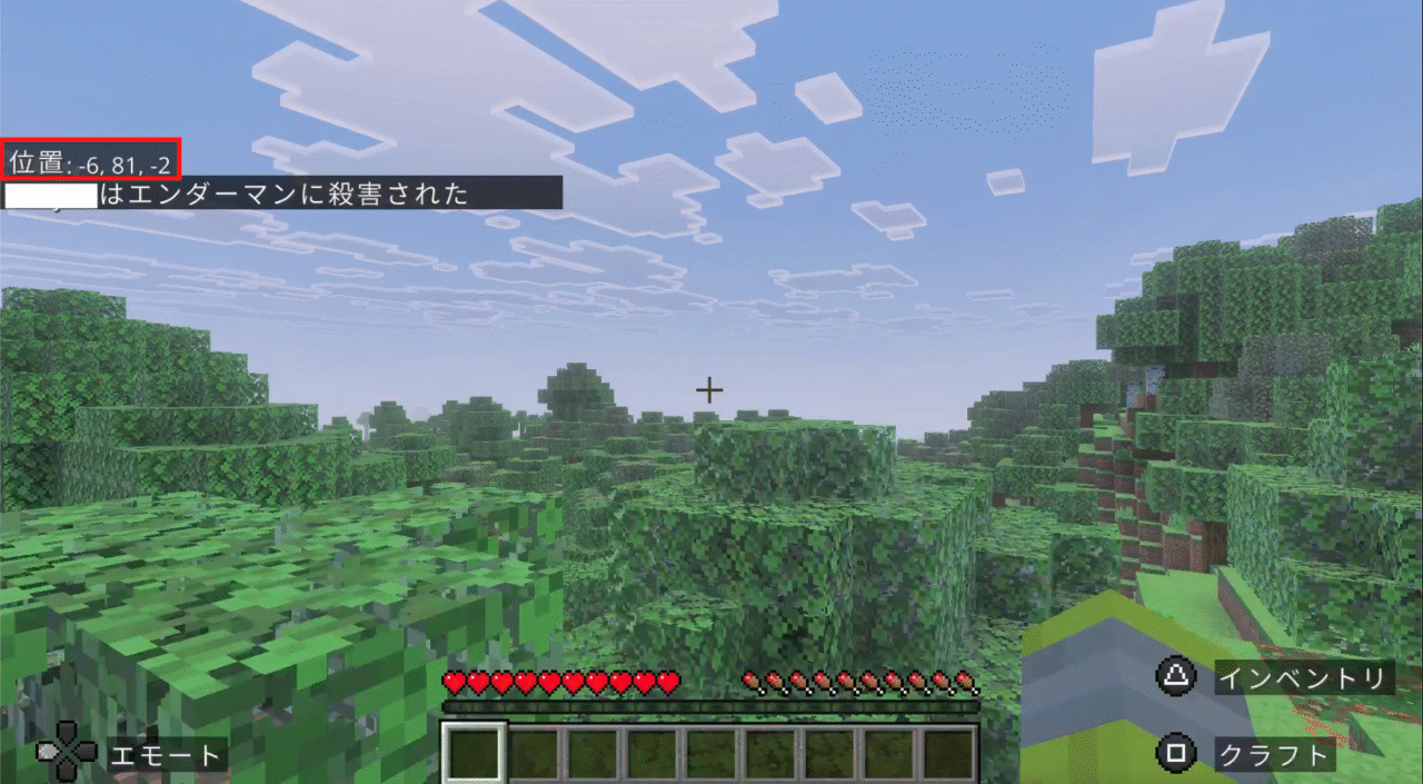 初期地点は0,0,0の近くだけど、この一行の世界は少し中心からずれて設定されているようだ!